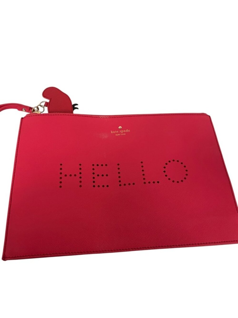 Kate Spade New York Womens Clutch Bag Wrist Strap Orange HELLO Parrot 8"x12" NWT